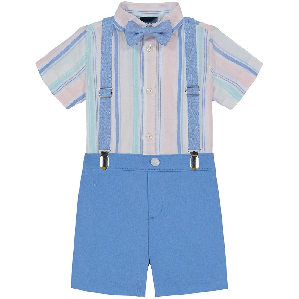 NEW‼️Toddler Boy IZOD 4 Piece Suspenders Shirt Set Cotton Blend Summer Fall